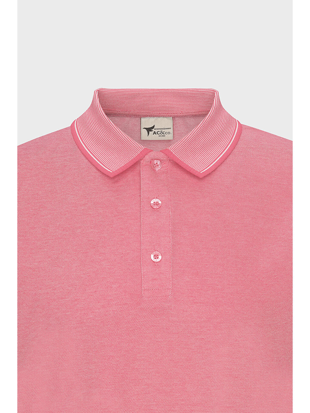 Erkek Fuşya-Beyaz Slim Fit Dar Kesim Kıvrılmaz Polo Yaka Kısa Kollu Tişört-2