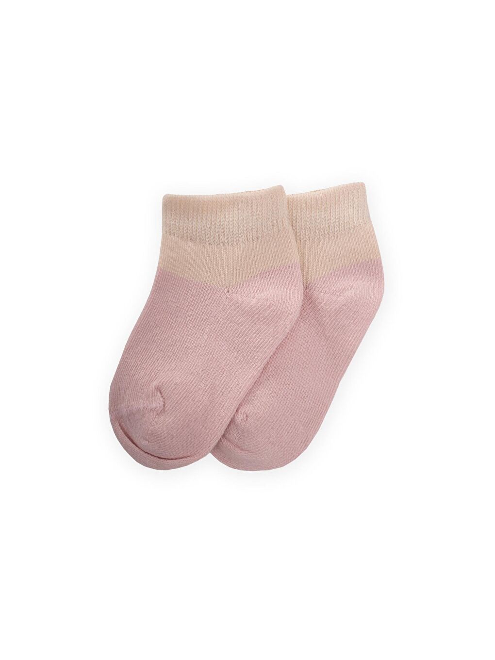 CİGİT Pembe İki Renkli Bebe Patik Çorabı 0-4 Yaş Pudra