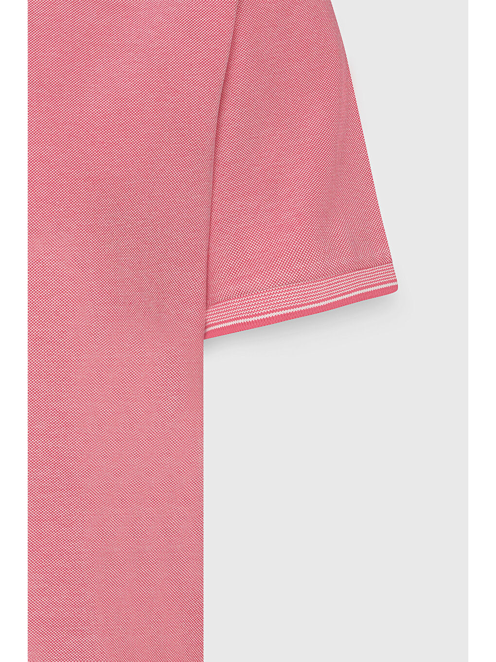 Erkek Fuşya-Beyaz Slim Fit Dar Kesim Kıvrılmaz Polo Yaka Kısa Kollu Tişört-3