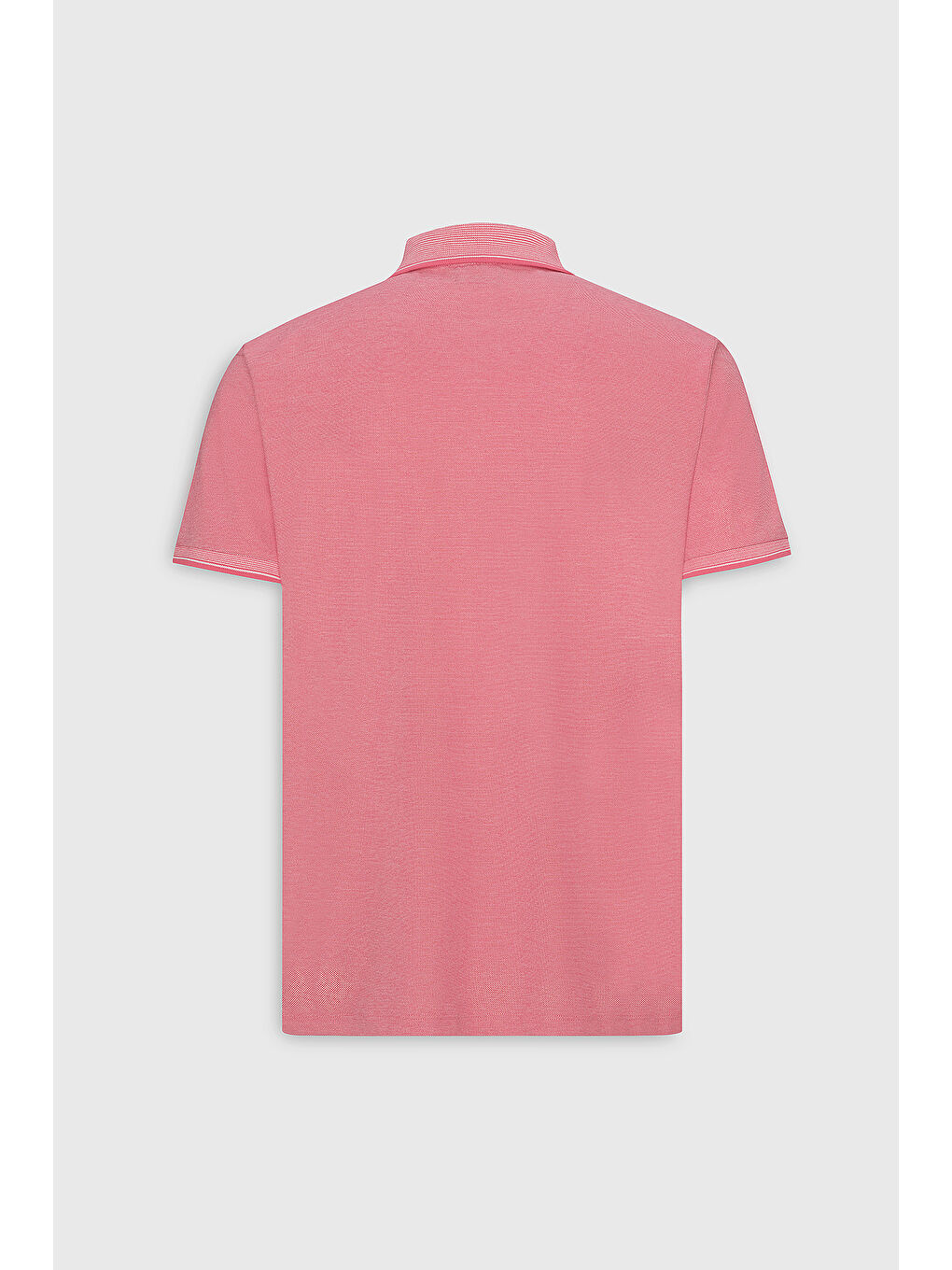 Erkek Fuşya-Beyaz Slim Fit Dar Kesim Kıvrılmaz Polo Yaka Kısa Kollu Tişört-4