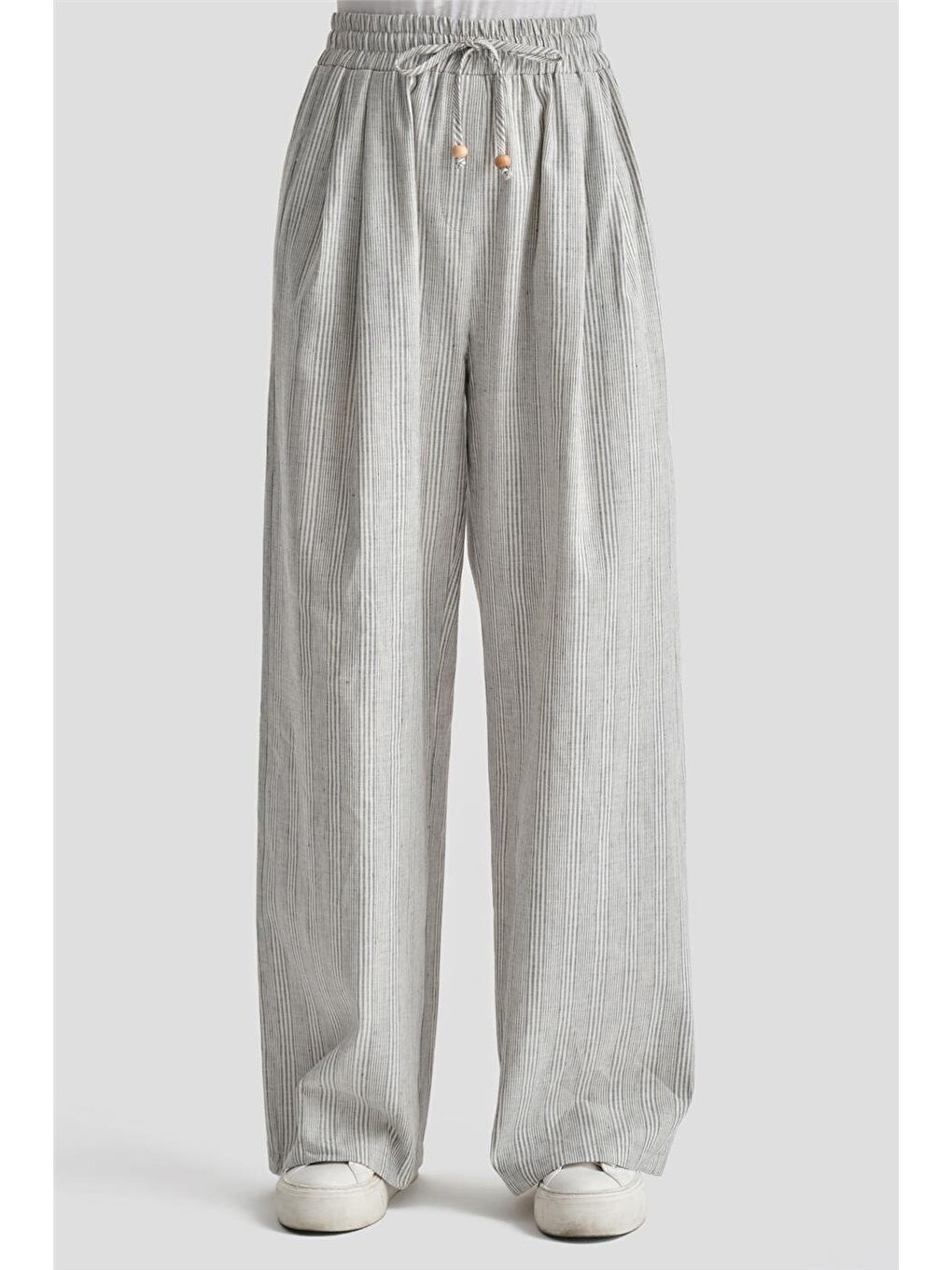 Gri Kalın Çizgili Pamuk Takım 24K6853 İndigo-4