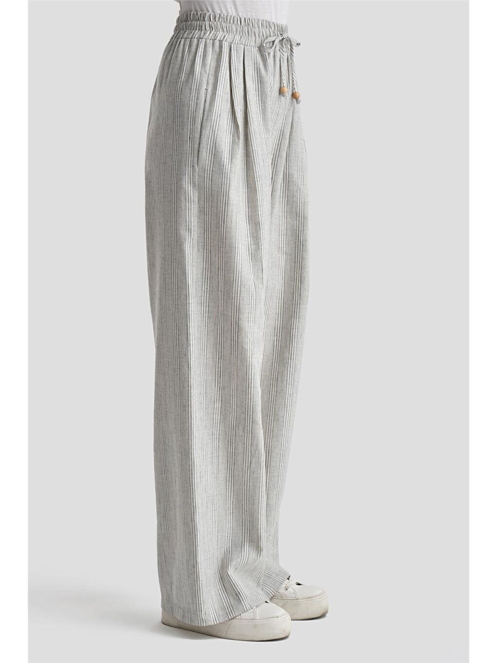 Gri Kalın Çizgili Pamuk Takım 24K6853 İndigo-5