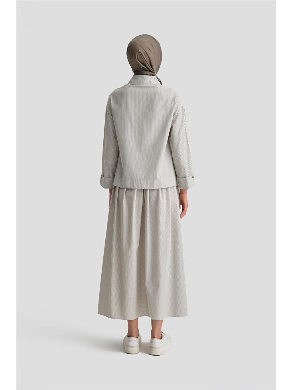 Yeşil Plise Etekli Çizgili Takım 24K6851 Çağla-4
