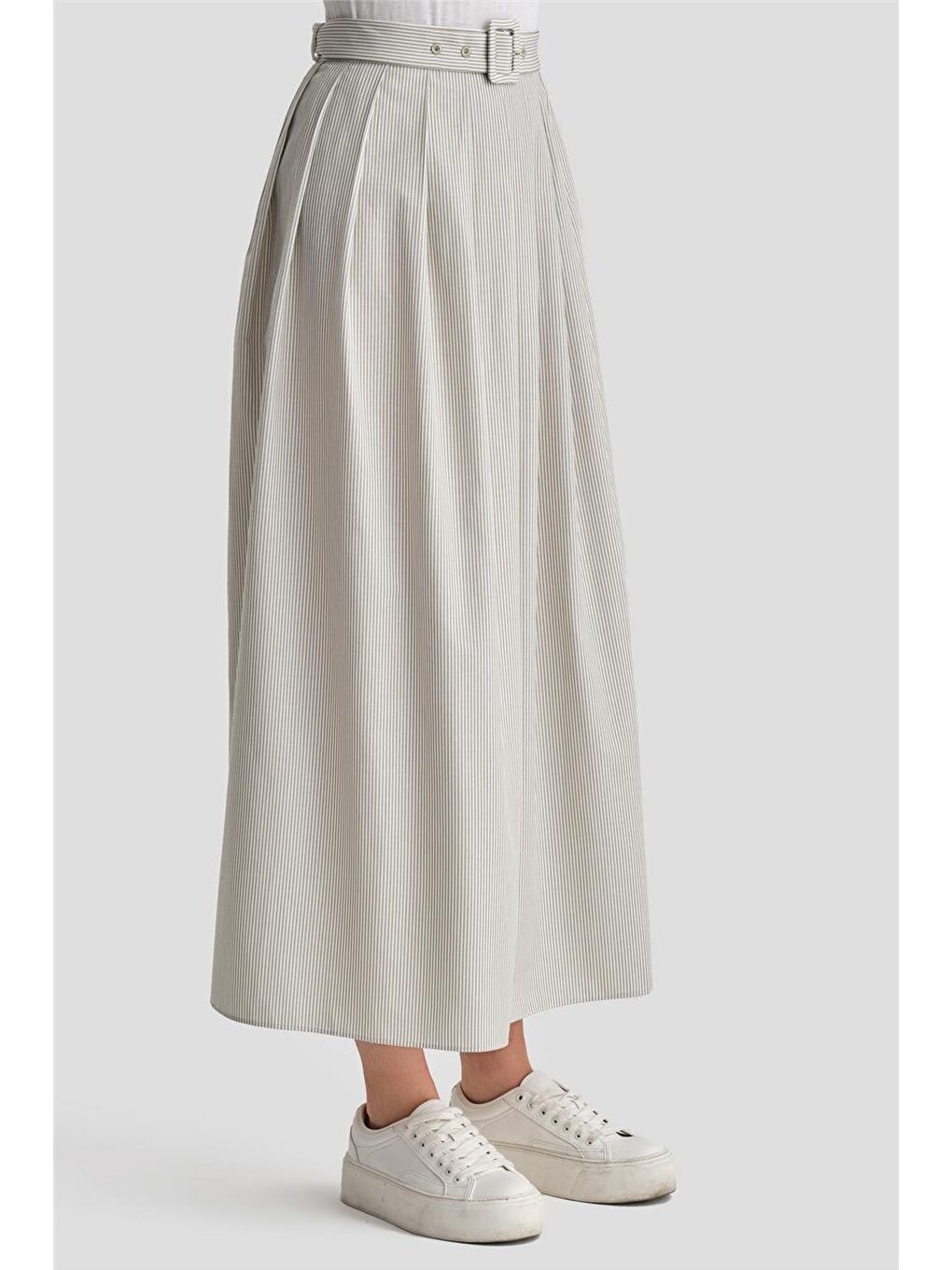 Yeşil Plise Etekli Çizgili Takım 24K6851 Çağla-6