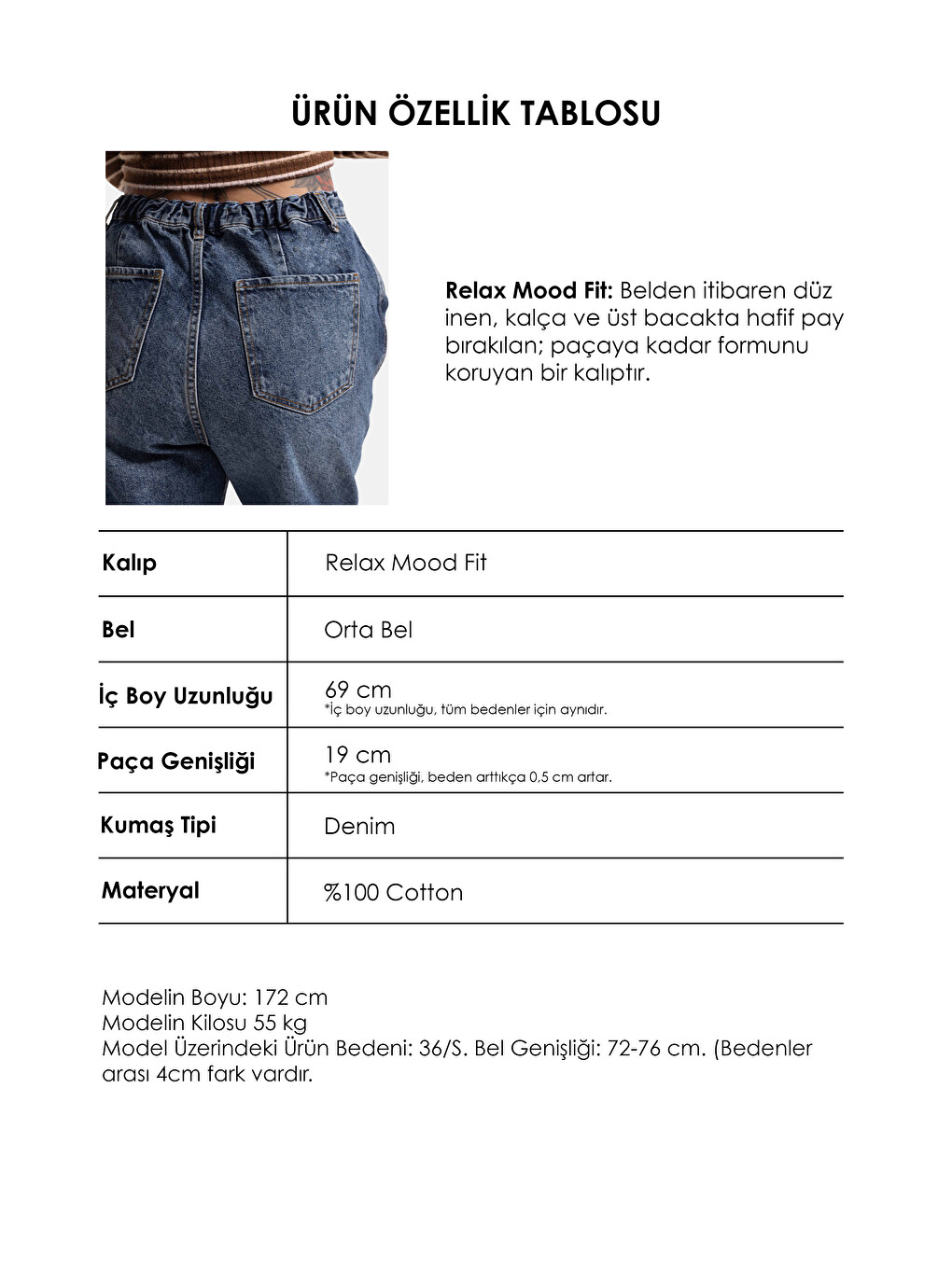 Kadın Koyu Mavi 2w5-5 Relaxed Fit Beli Lastikli Denim Jean-4