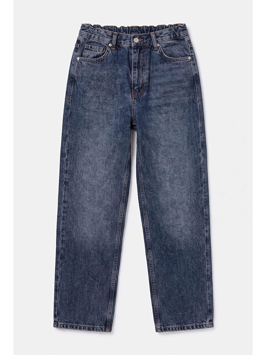 Kadın Koyu Mavi 2w5-5 Relaxed Fit Beli Lastikli Denim Jean-5