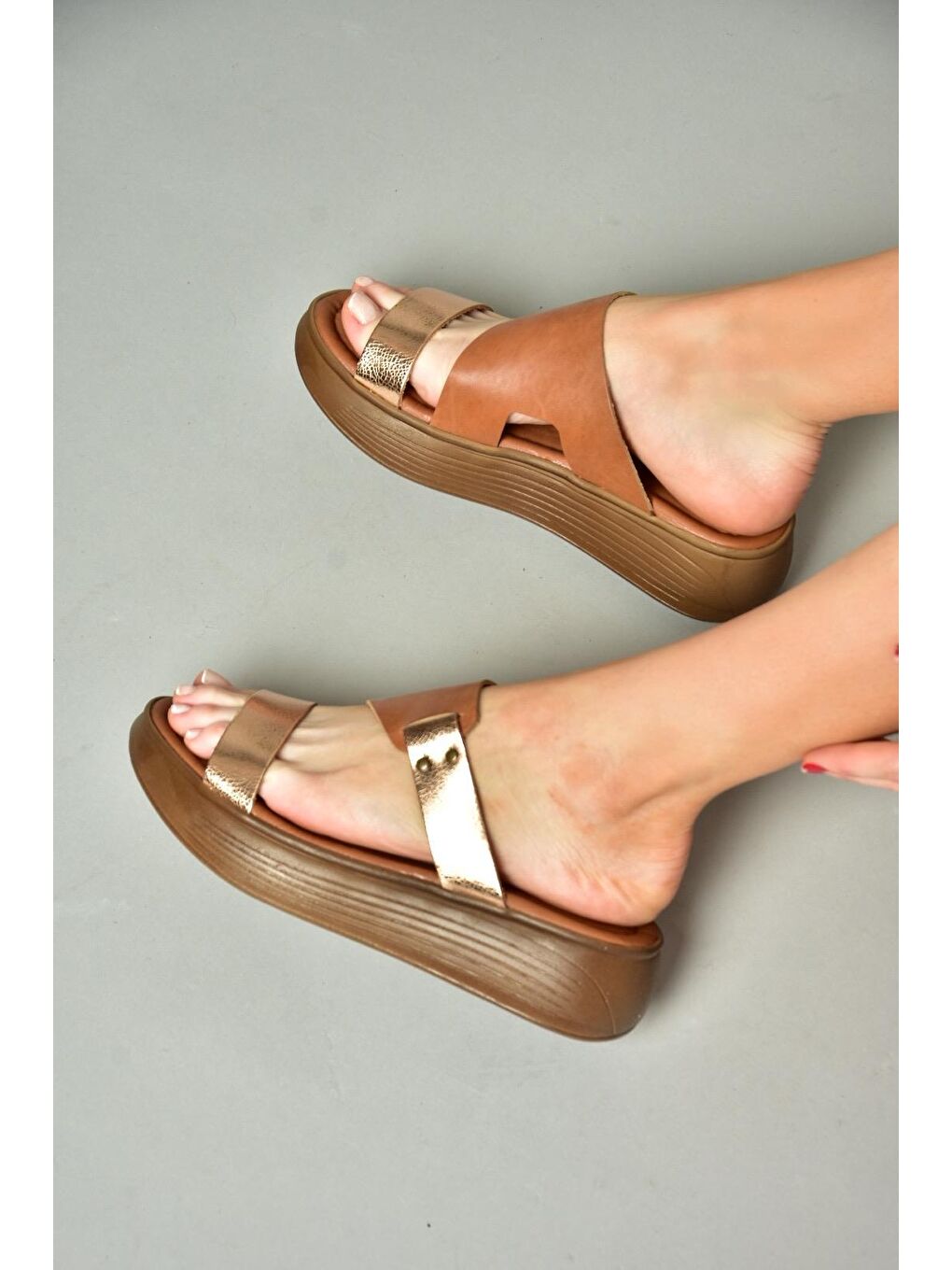 Kahverengi S2910597 Taba/Bakır Kadın Terlik-3