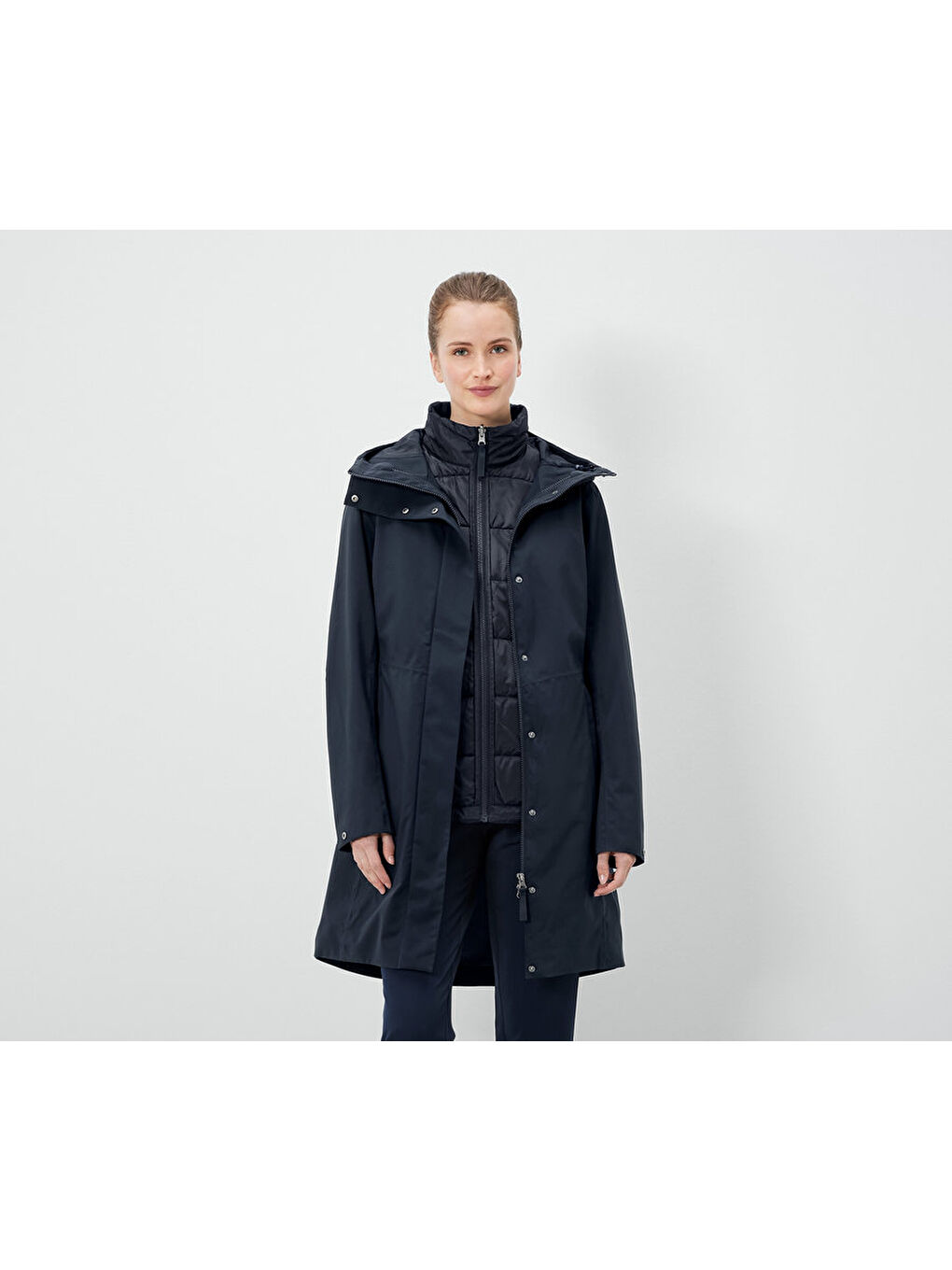 Kadın Outdoor Mont, 3’ü 1 Arada, Lacivert