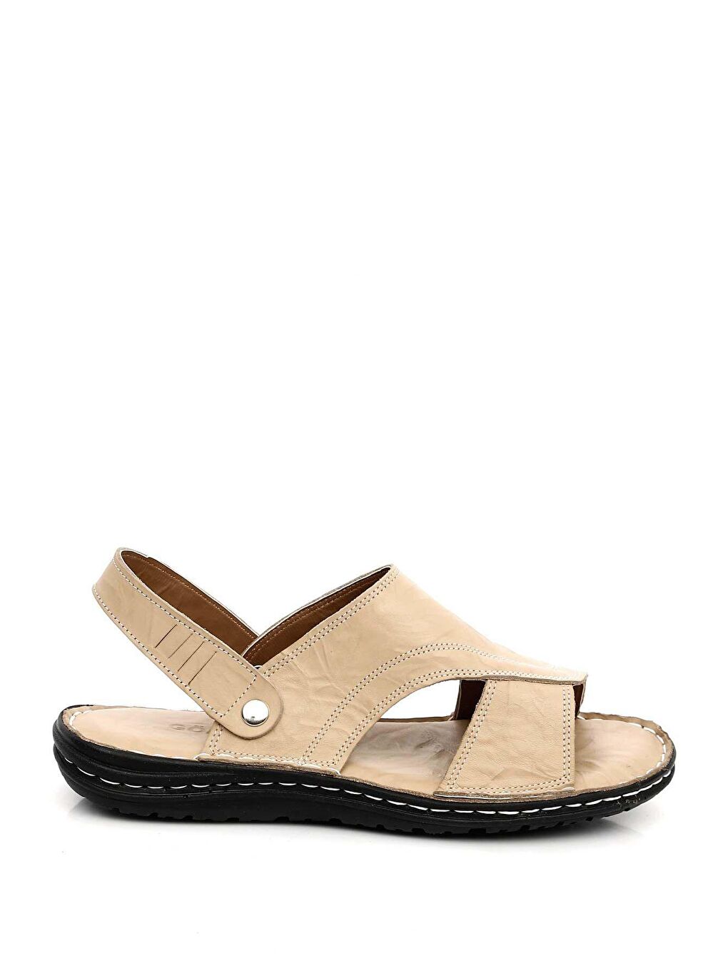 Bej Hakiki Deri Erkek Sandalet 20607-3