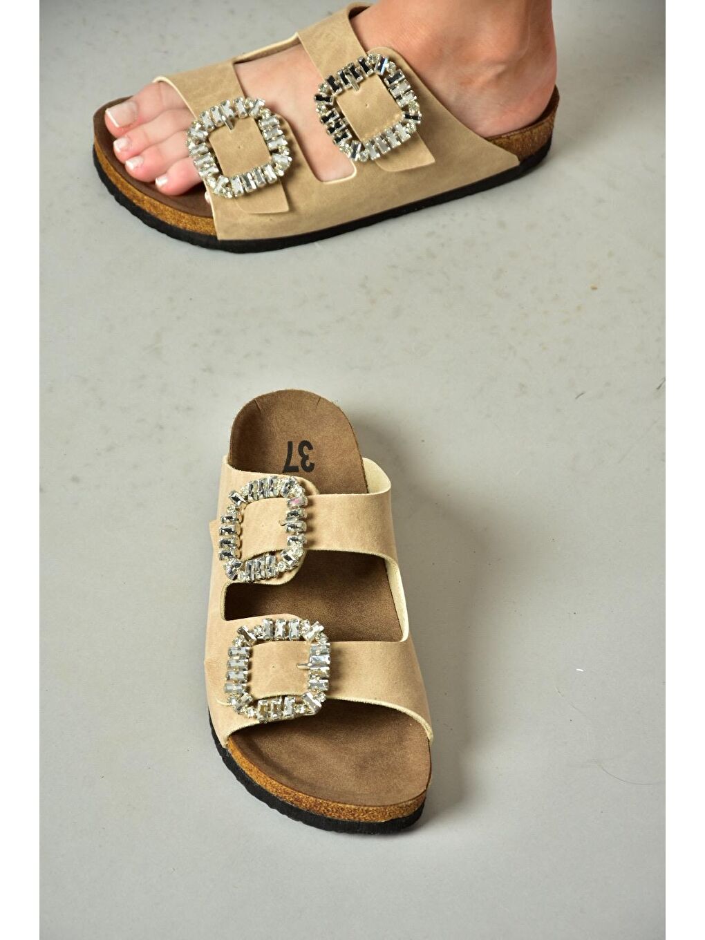 K7776048 Bej Kadın Terlik-3