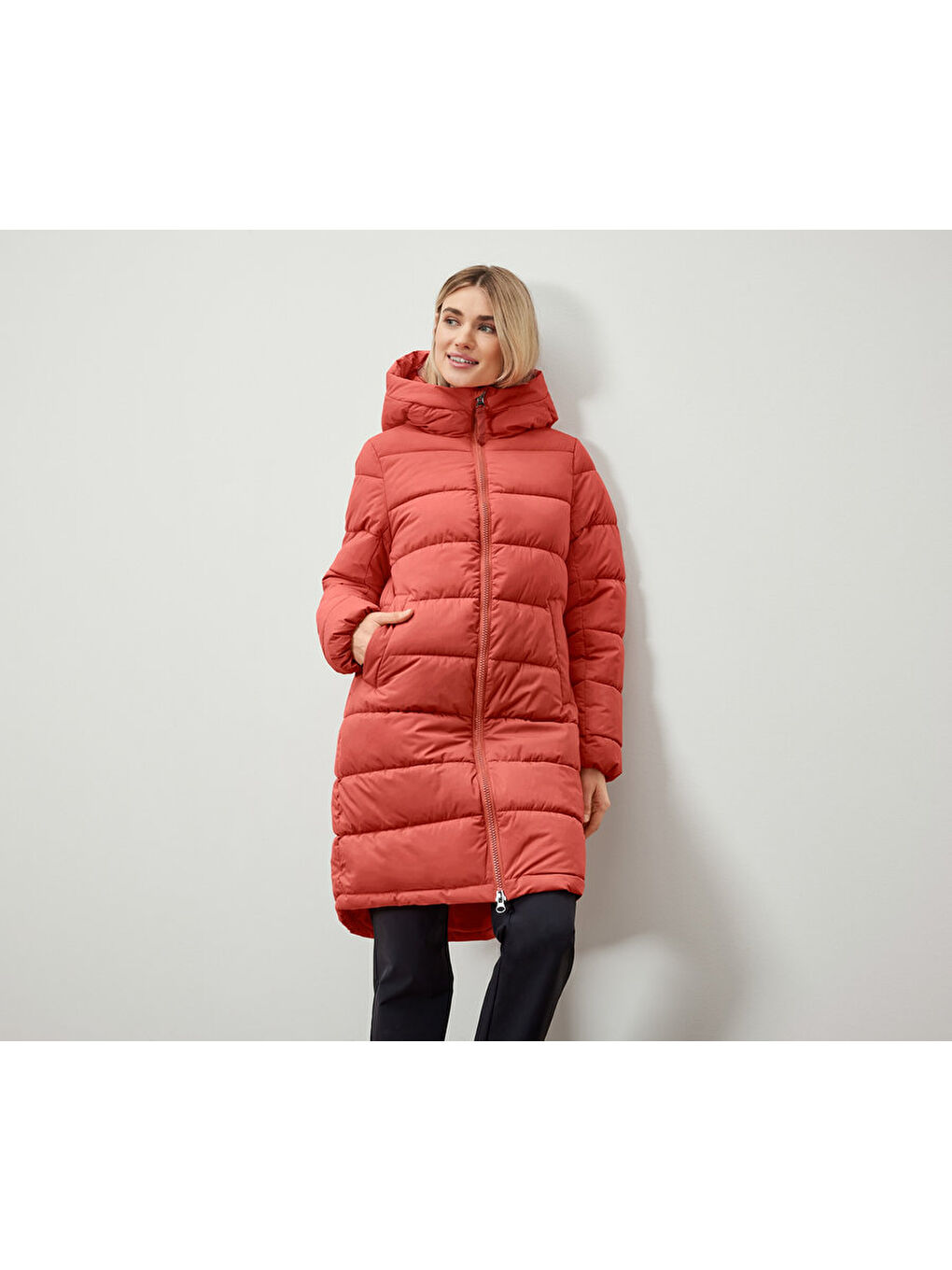 Kadın Kapitone Mont, , Turuncu