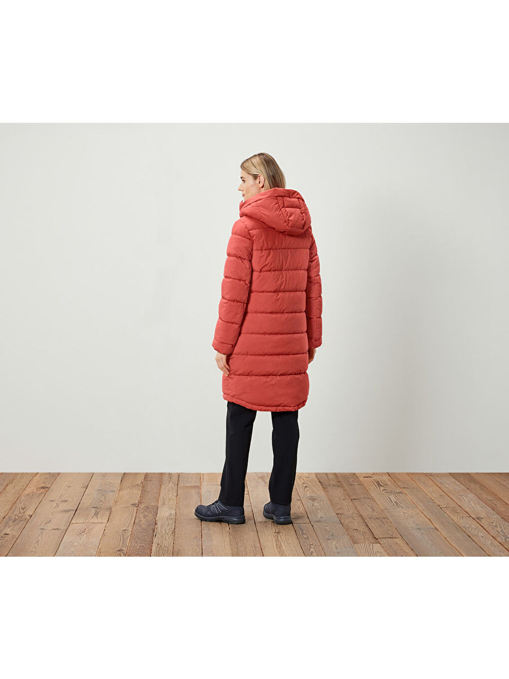 Kadın Kapitone Mont, , Turuncu-1