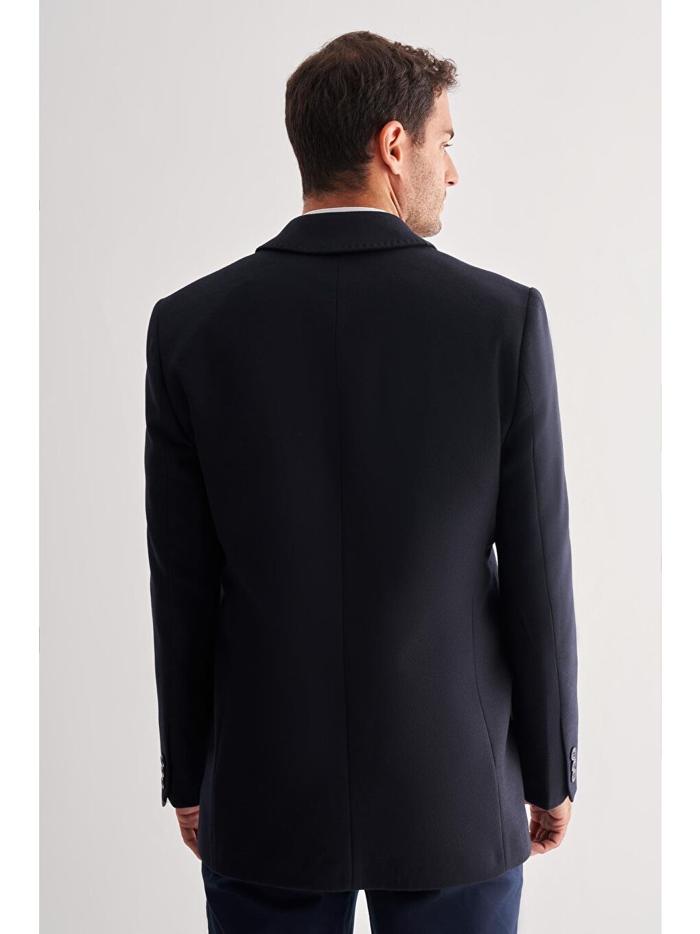 Lacivert Kaşe Bebe Yaka Kapitoneli Astar Comfort Fit Rahat Kesim Klasik Kaban 1008245261-3