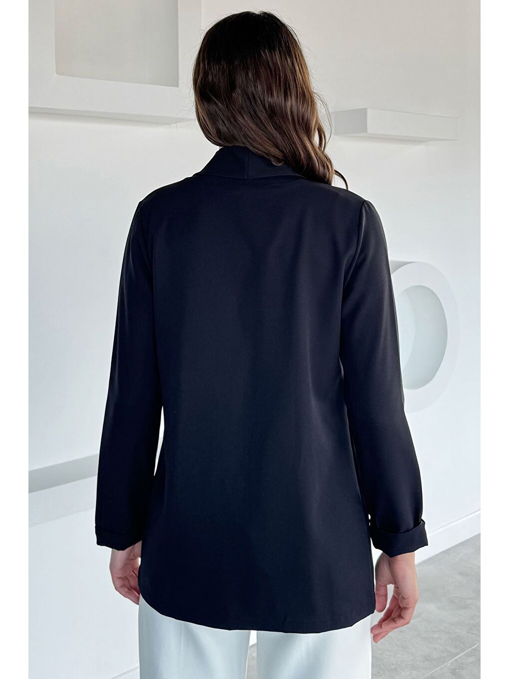 Siyah Kadın Duble Kol Önü Açık Ceket-3