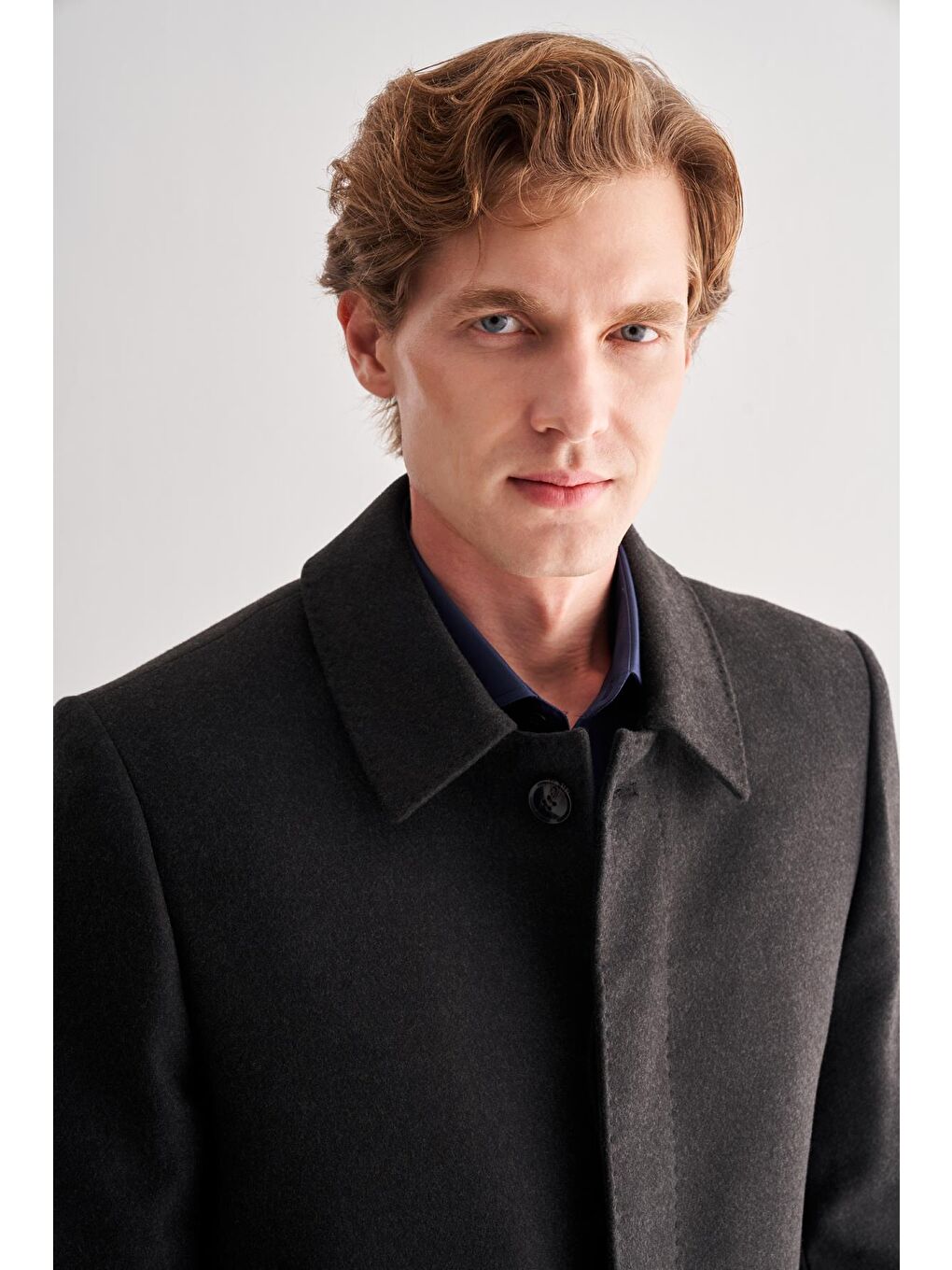 Antrasit Kaşe Bebe Yaka Kapitoneli Astar Comfort Fit Rahat Kesim Klasik Kaban 1008245261-2