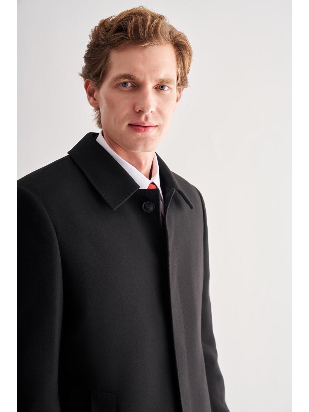 Siyah Kaşe Bebe Yaka Kapitoneli Astar Comfort Fit Rahat Kesim Klasik Büyük Beden Kaban 1008245161-2