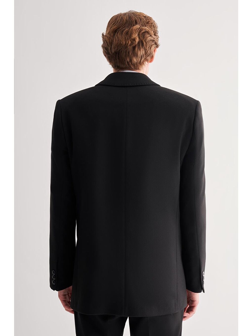 Siyah Kaşe Bebe Yaka Kapitoneli Astar Comfort Fit Rahat Kesim Klasik Büyük Beden Kaban 1008245161-4