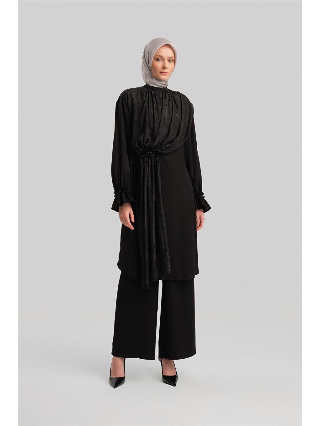Şifon Ve İşlemeli Takım 24Y6841 Siyah