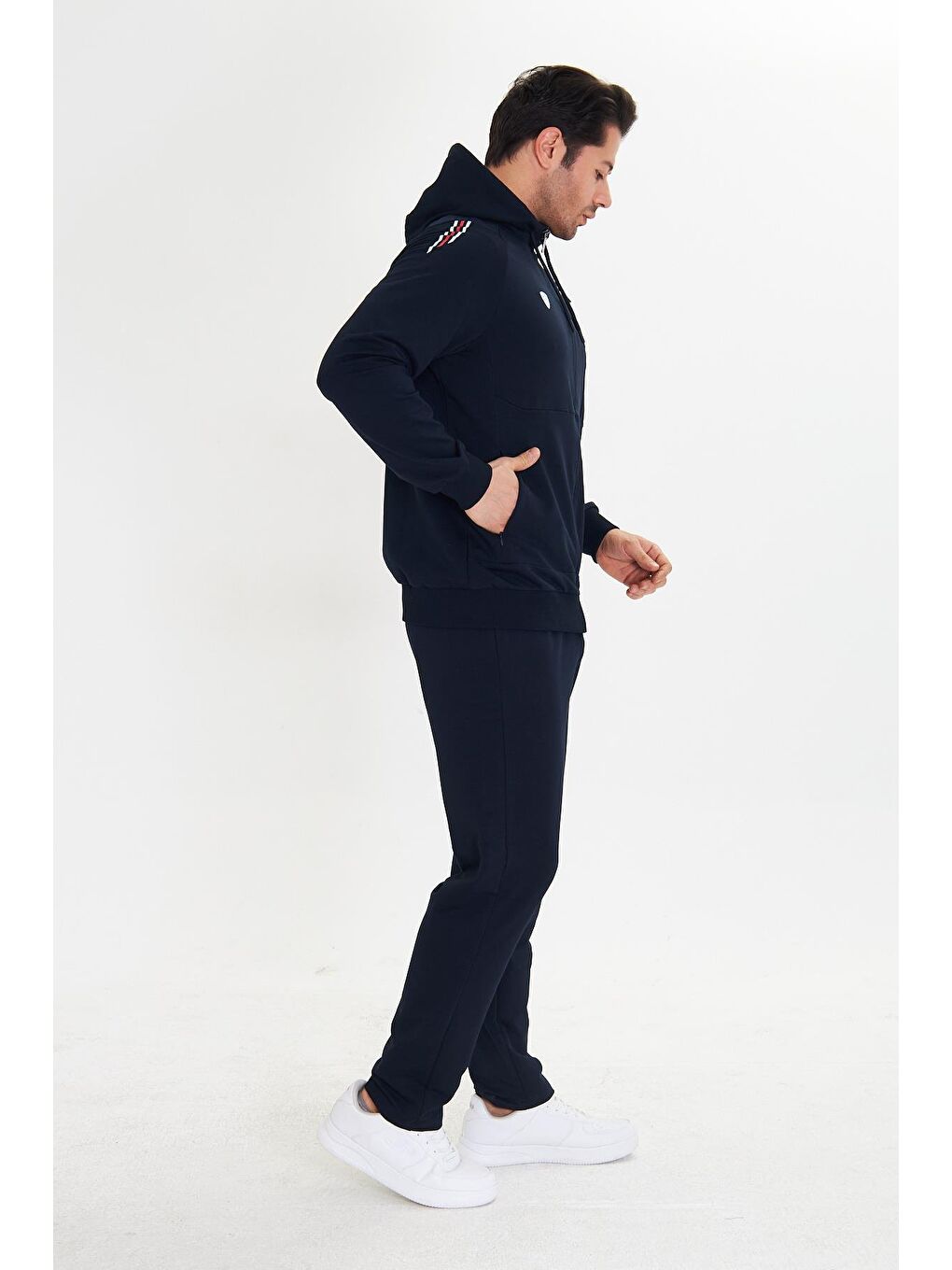 Pamuklu Kapüşonlu Erkek Eşofman Takımı Lacivert 5745-L-4