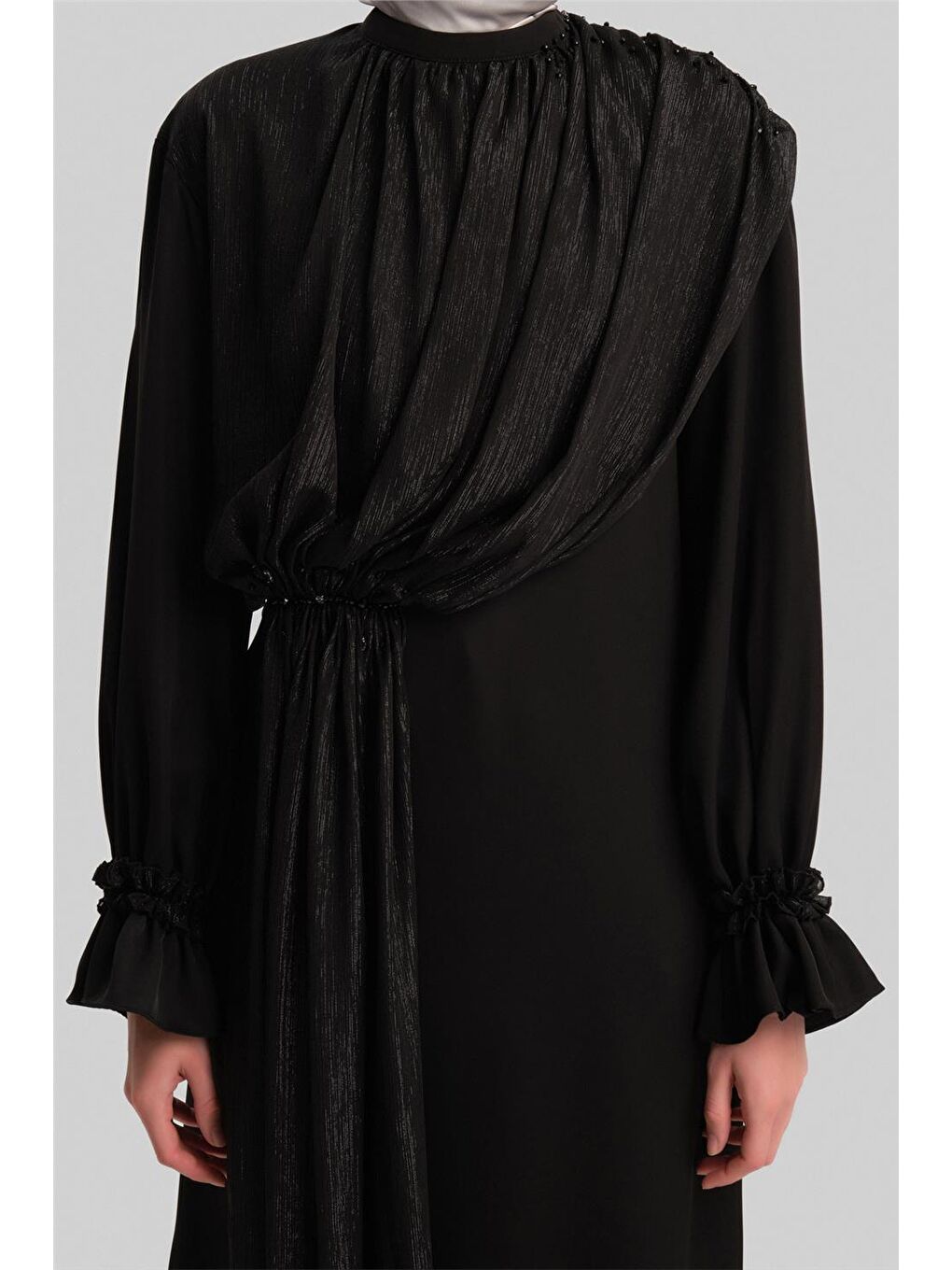 Şifon Ve İşlemeli Takım 24Y6841 Siyah-4