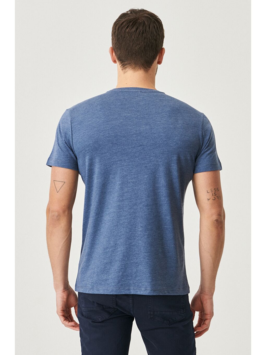 Erkek Bej Melanj-Mint-İndigo Melanj-Beyaz Slim Fit 4'lü Tişört Paket-10