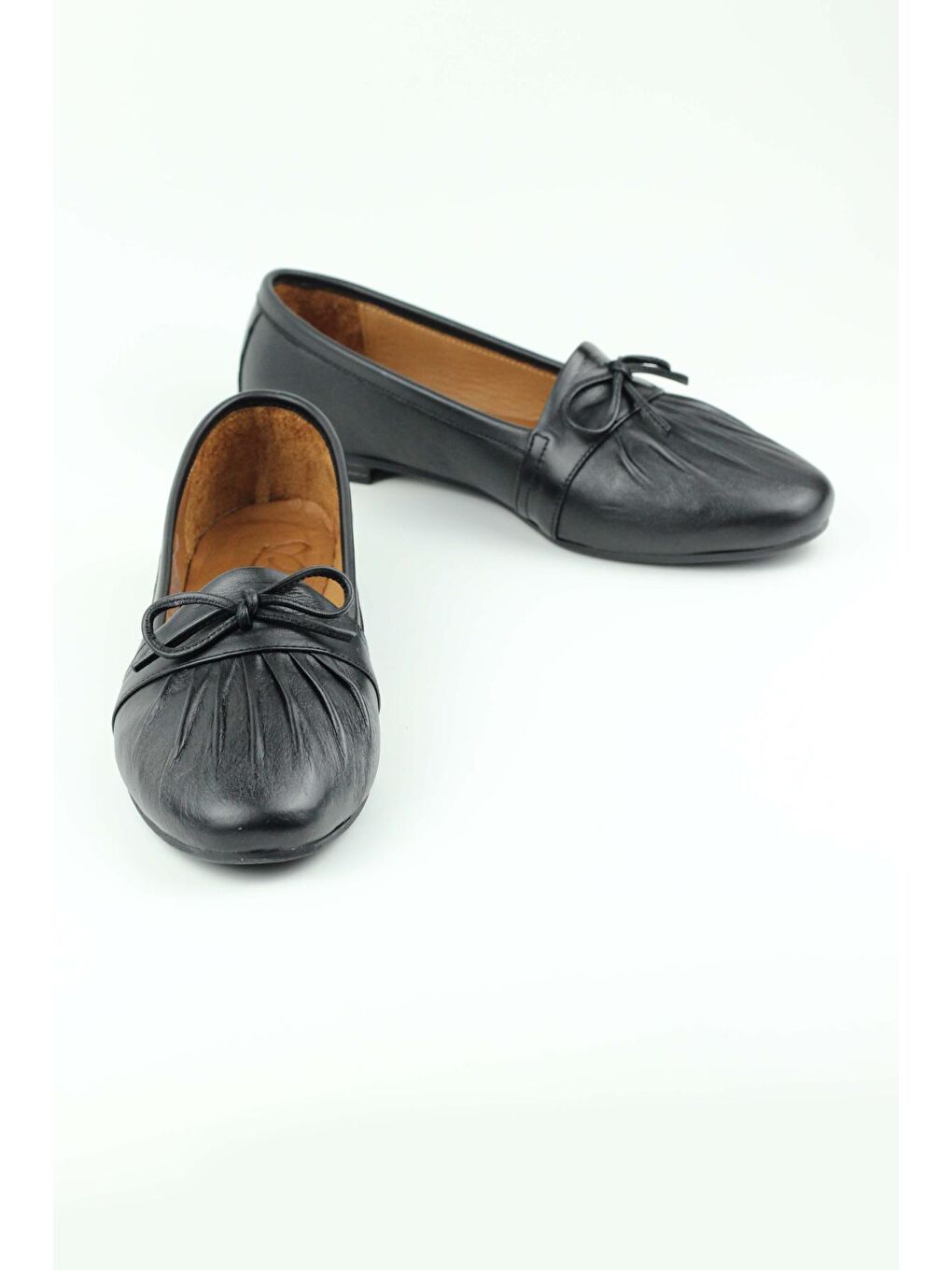 Siyah 142.133 Hakiki Deri Fiyonklu Babet Ayakkabı Kadın-2