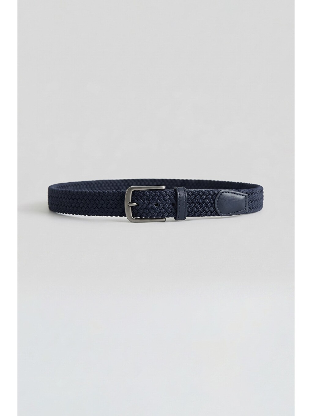 Erkek Smart Casual Örgü Metal Tokalı Kemer Lacivert