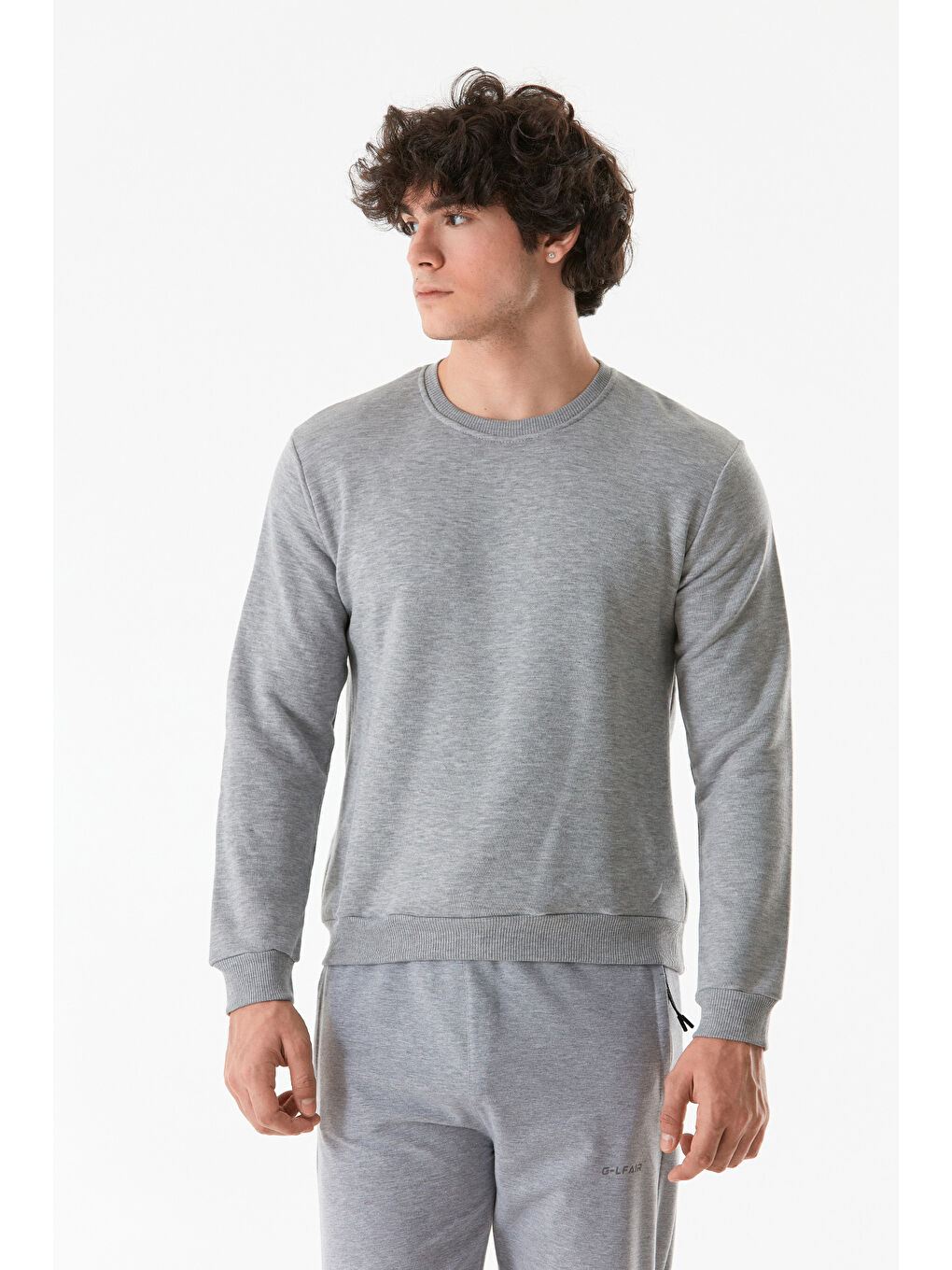 Fullamoda Gri Basic Bisiklet Yaka Sweatshirt - 2