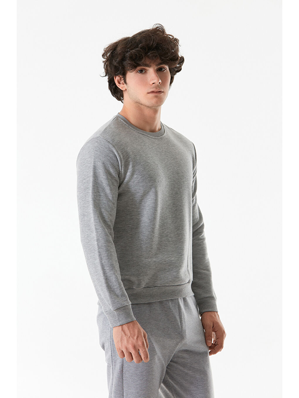 Fullamoda Gri Basic Bisiklet Yaka Sweatshirt - 3