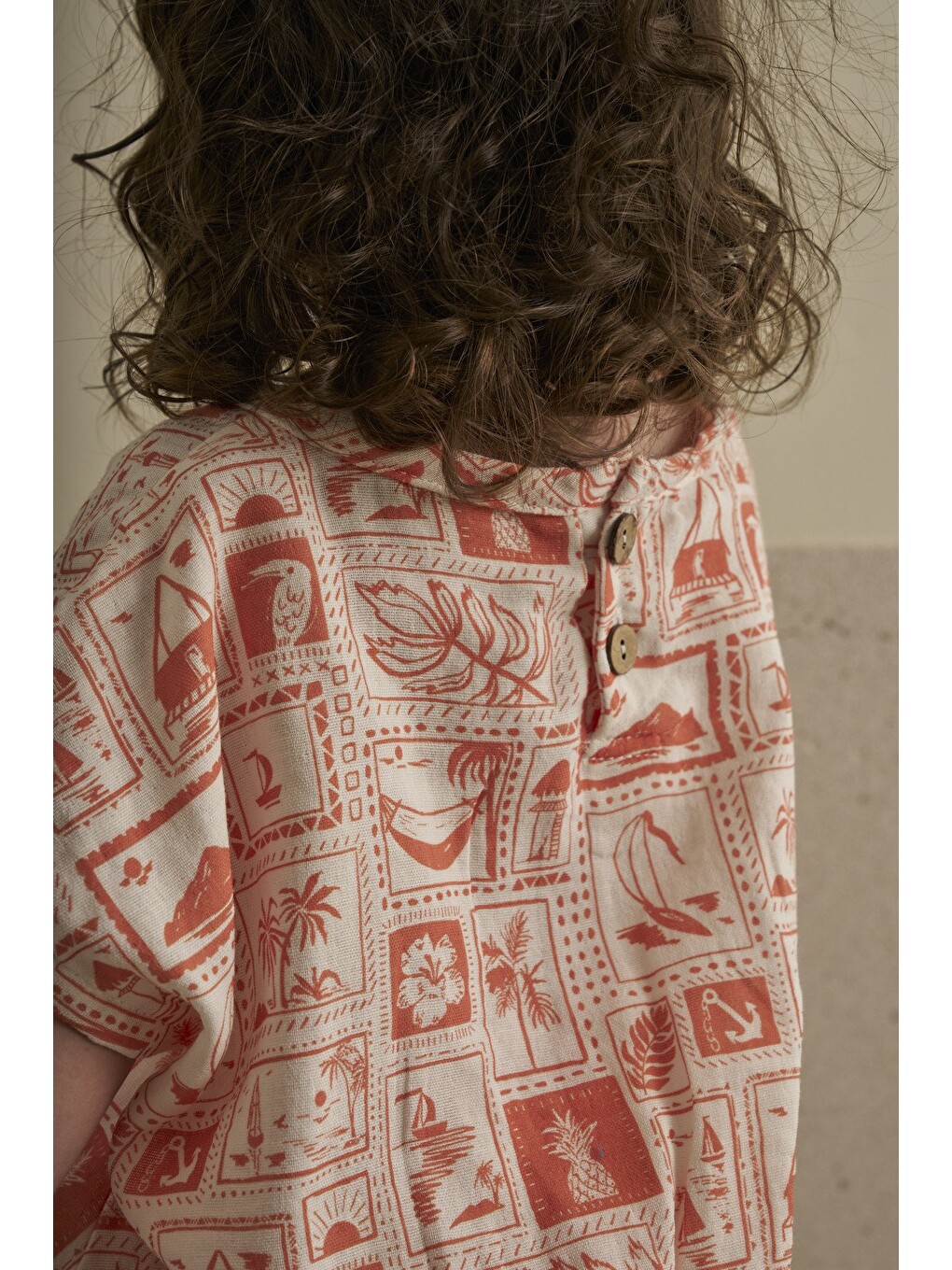 Turuncu Mare Linen Müslin Pantolonlu Takım-3