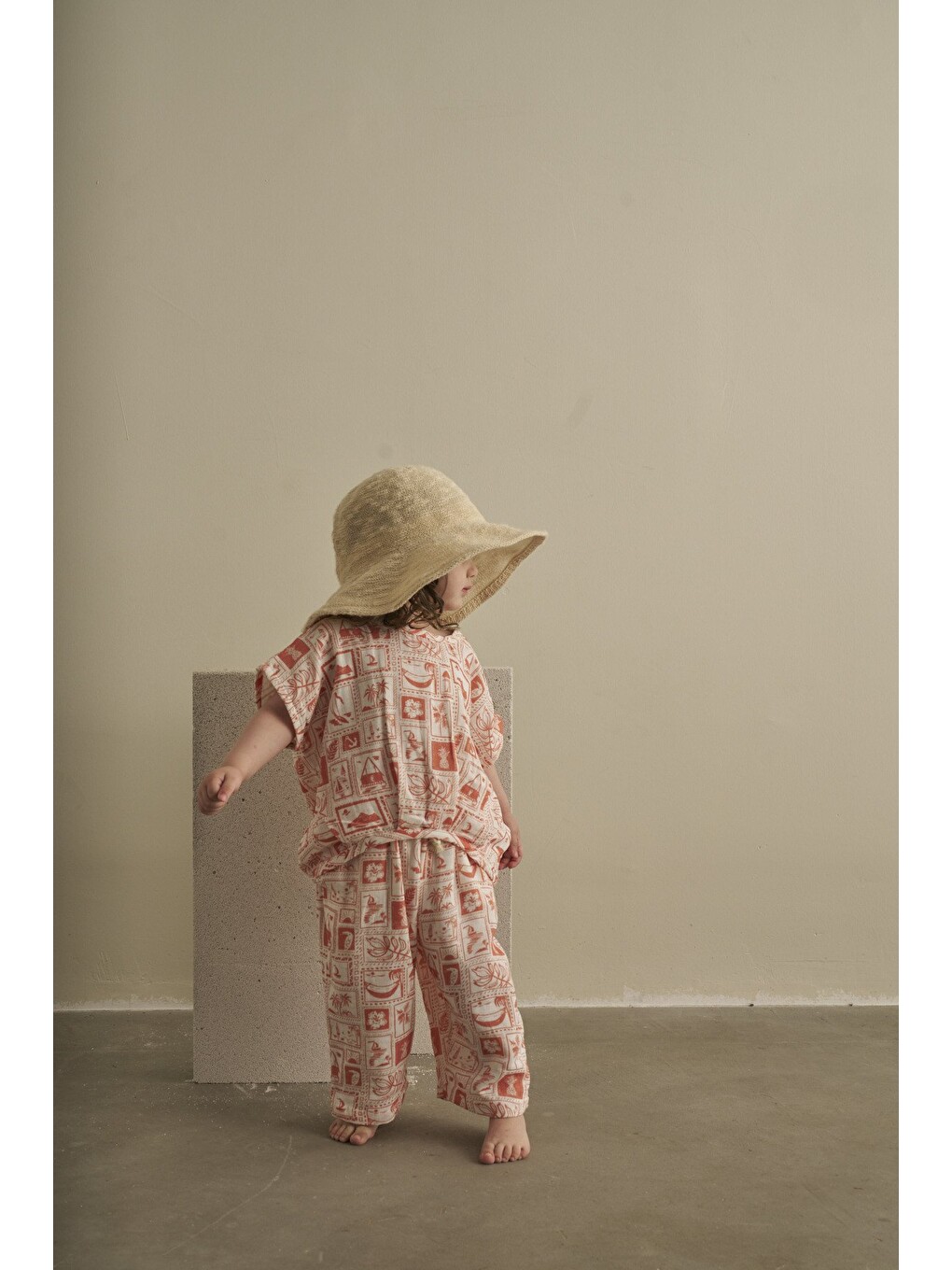 Turuncu Mare Linen Müslin Pantolonlu Takım-6