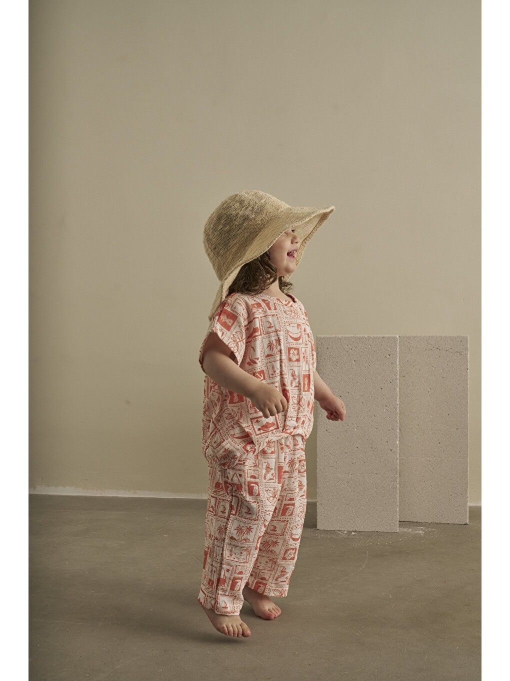 Turuncu Mare Linen Müslin Pantolonlu Takım-7