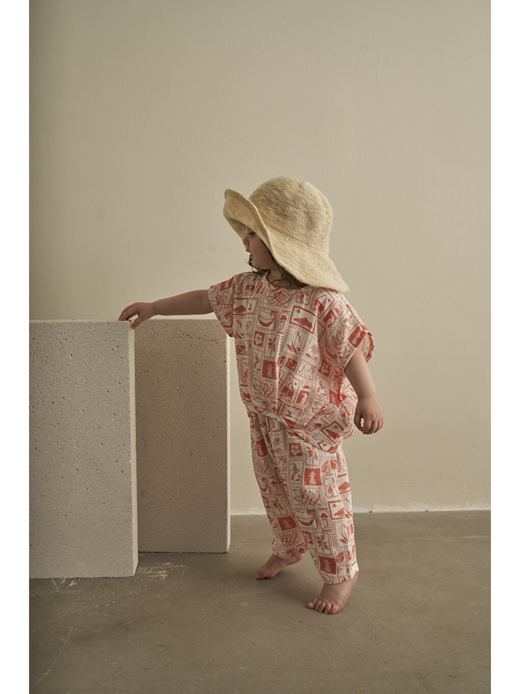 Turuncu Mare Linen Müslin Pantolonlu Takım-8