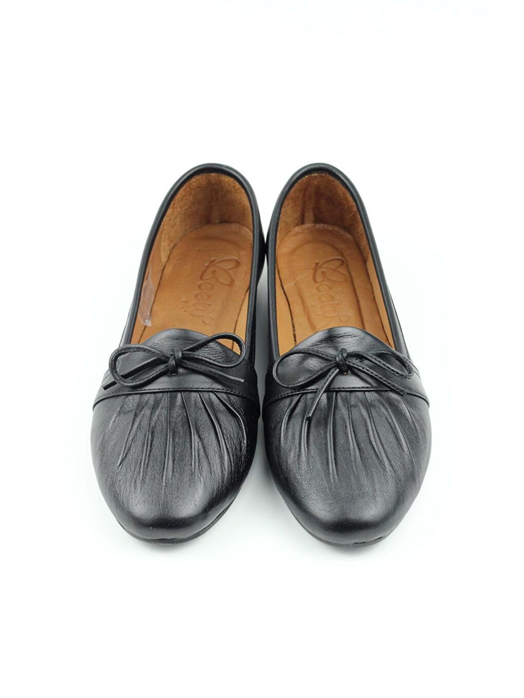 Siyah 142.133 Hakiki Deri Fiyonklu Babet Ayakkabı Kadın-5