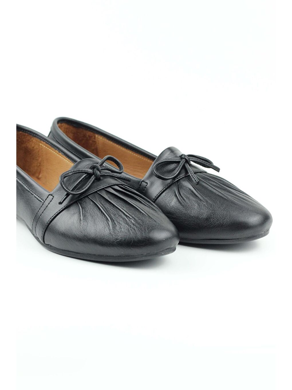 Siyah 142.133 Hakiki Deri Fiyonklu Babet Ayakkabı Kadın-6