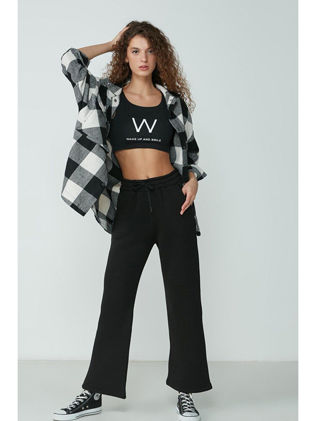 Wide Leg İspanyol Paça Eşofman Altı 904 Siyah