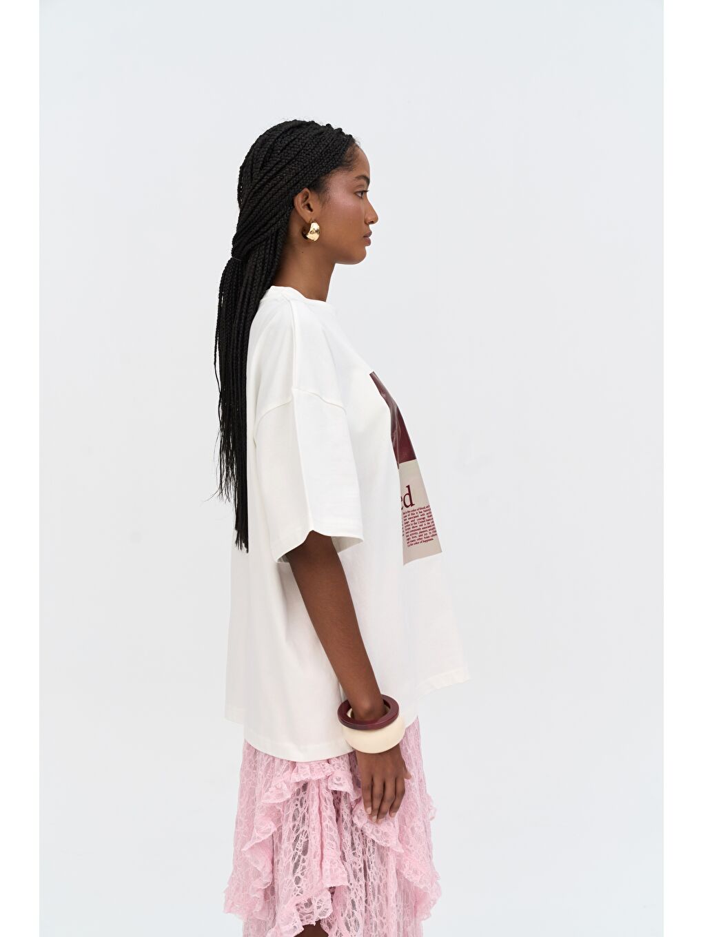 Red Bloom Oversize Beyaz T-Shirt-2