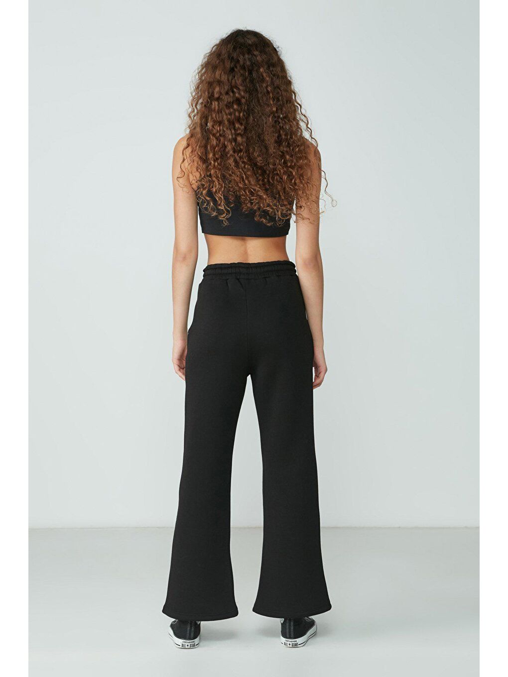 Wide Leg İspanyol Paça Eşofman Altı 904 Siyah-3