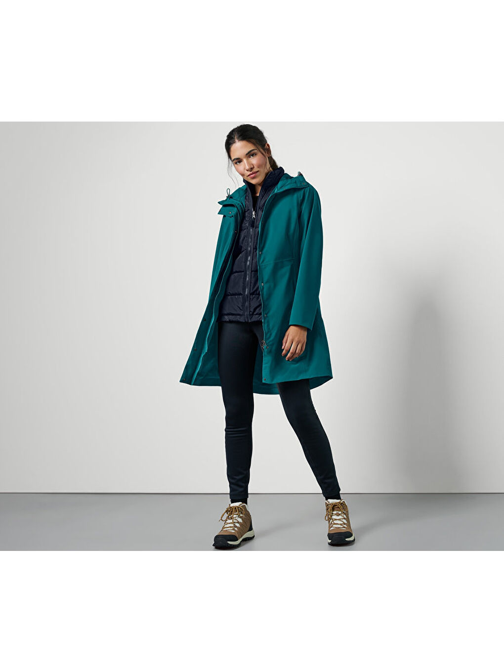 Kadın Palto, 3 ü 1 Arada, Petrol