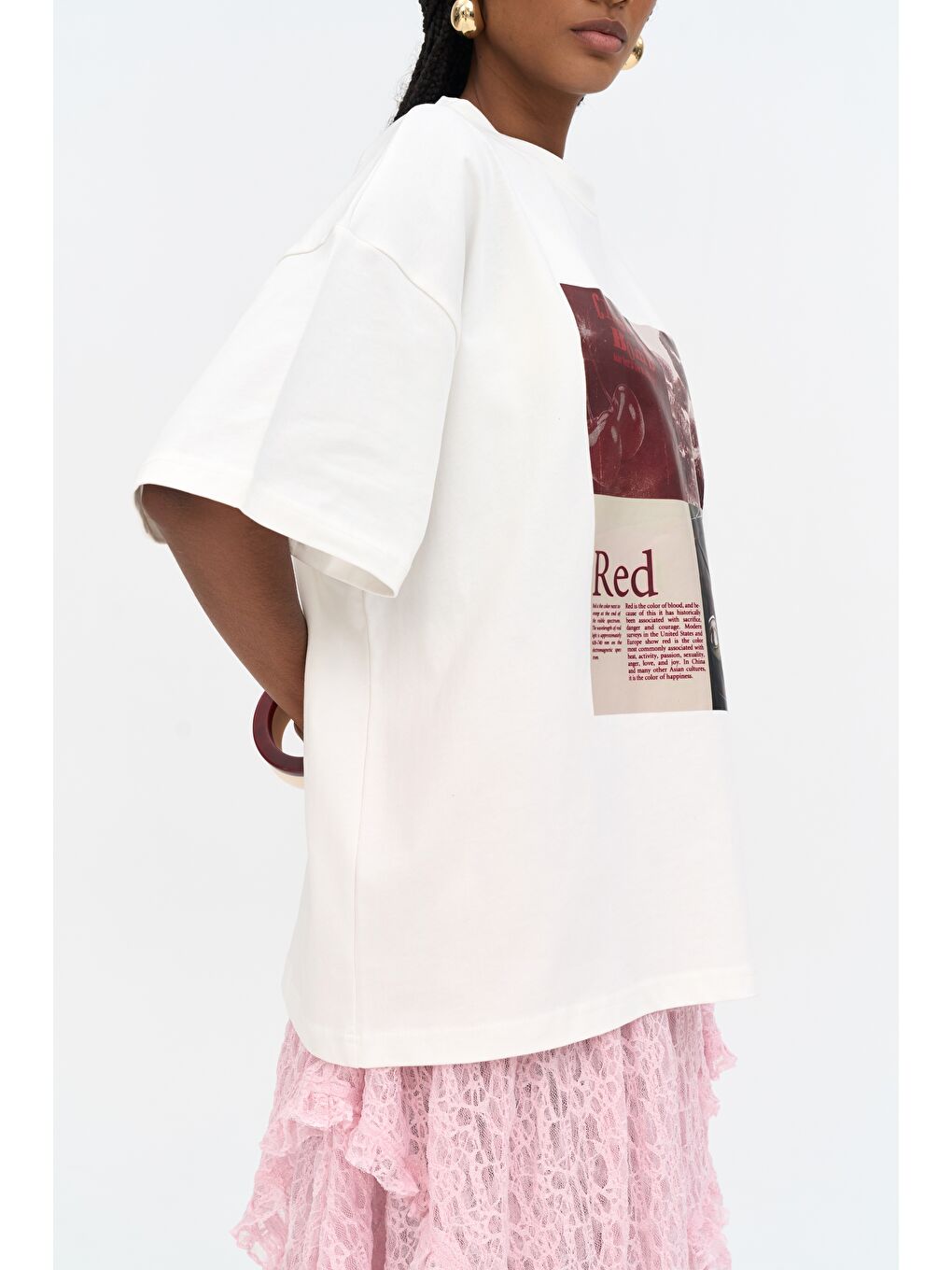 Red Bloom Oversize Beyaz T-Shirt-6