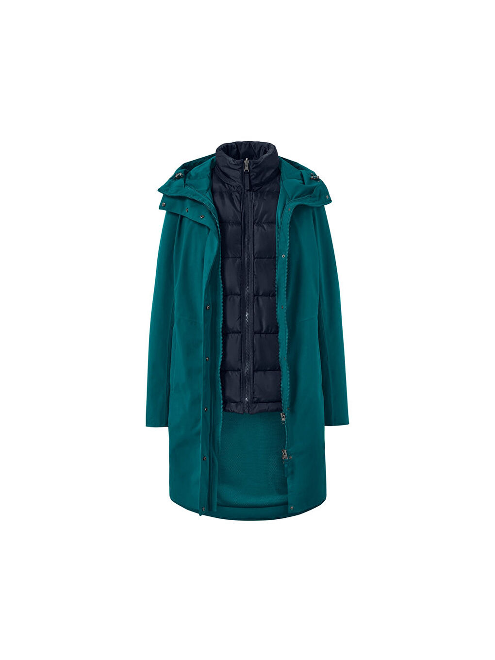 Kadın Palto, 3 ü 1 Arada, Petrol-4