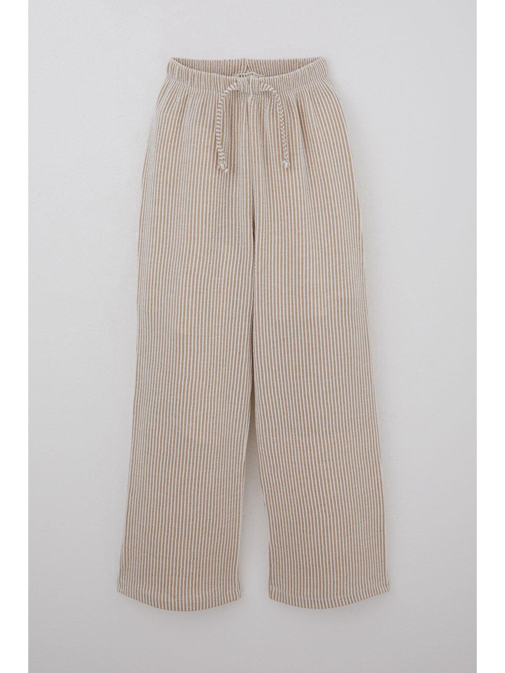 Kız Çocuk Pantolon Çizgili Bağcık Aksesuarlı Beli Lastik Detaylı Karışık Renk (8-10 Yaş)-1