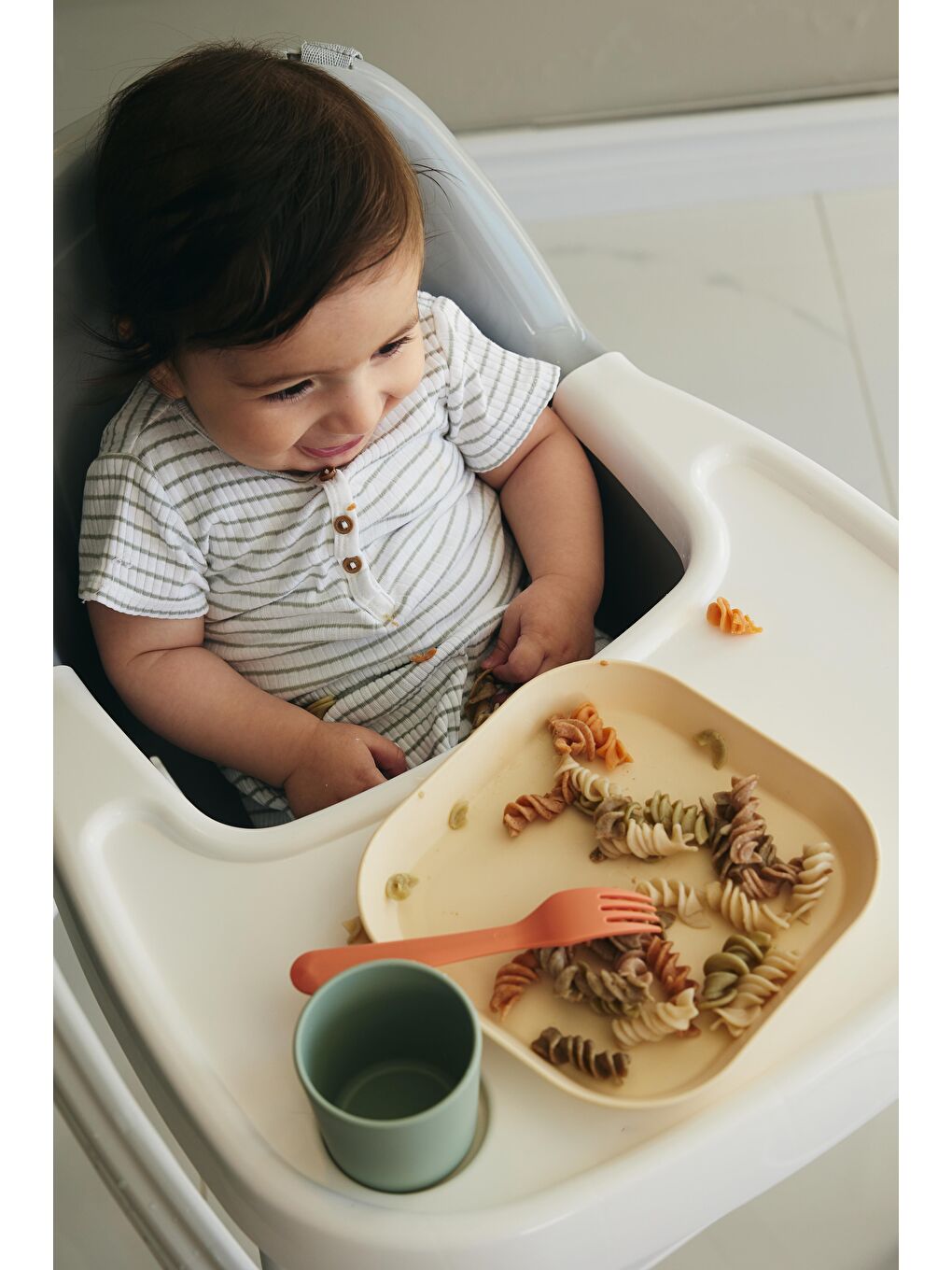 Kare Bebek Mama Tabağı 2'Li  Sage Green - Vanillia-1