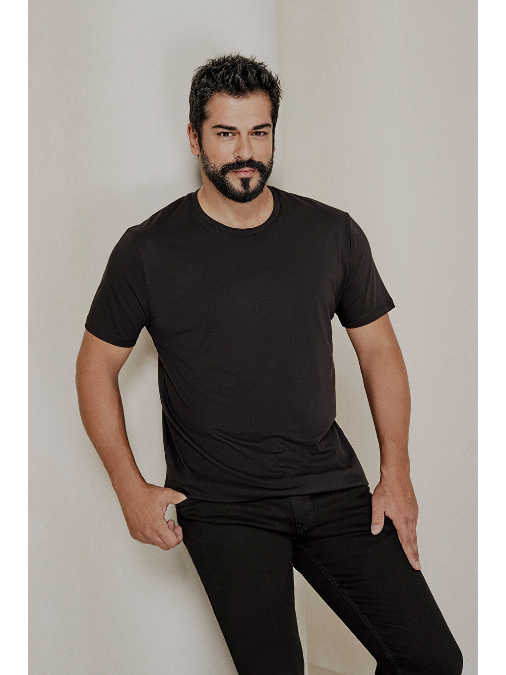 Erkek Siyah-Haki-Gri Melanj Slim Fit Bisiklet Yaka 3'lü %100 Pamuk Tişört Paketi