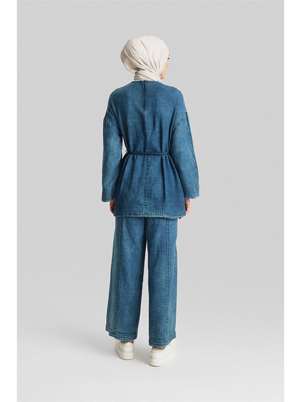 Mavi Efektli Pamuk Müslin Takım 24Y6804 İndigo-5