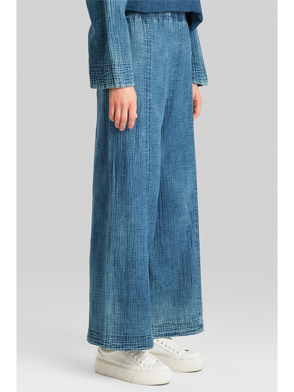 Mavi Efektli Pamuk Müslin Takım 24Y6804 İndigo-7