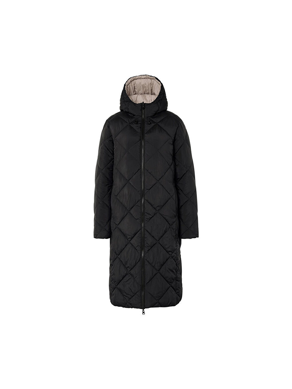 Siyah Kadın Manto, Kapitone, Uzun-3