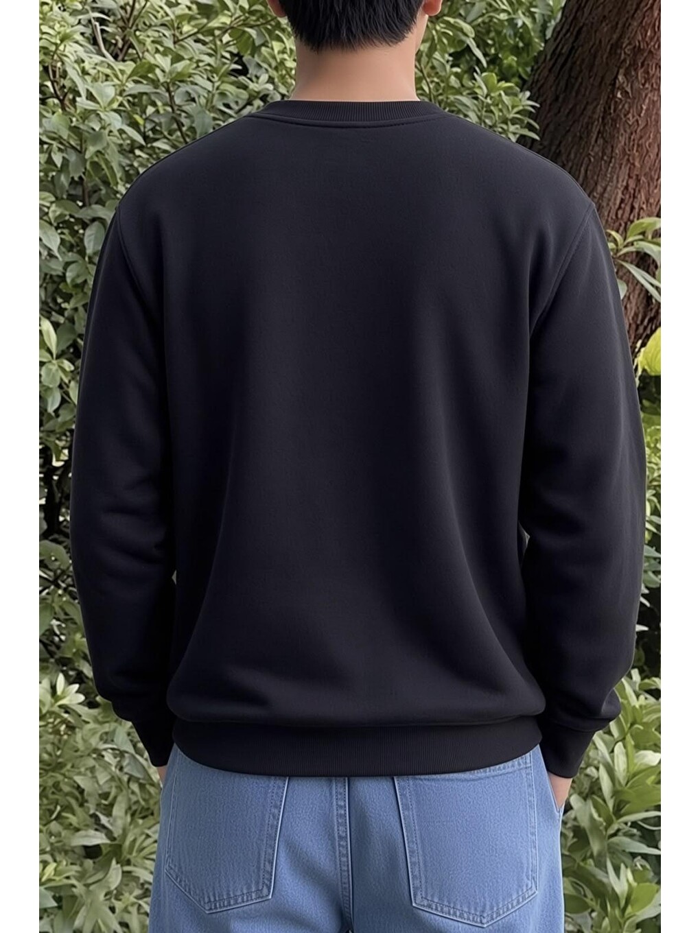 Siyah Bs Watermelon Sugar Karpuz Baskılı Unisex Bisiklet Yaka Sweatshirt-1