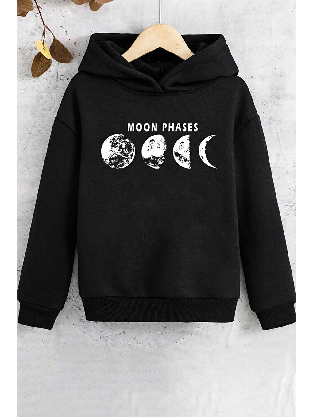 uyguntarz Siyah Çocuk Moon Phases Baskılı Sweatshirt