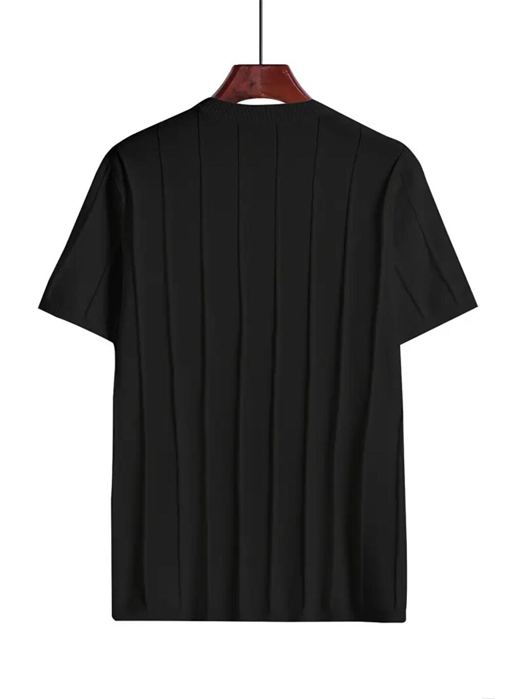 Oksit Siyah Toro Çizgili Elastanlı Slim Fit Bisiklet Yaka Örme Erkek Triko Tshirt - 2